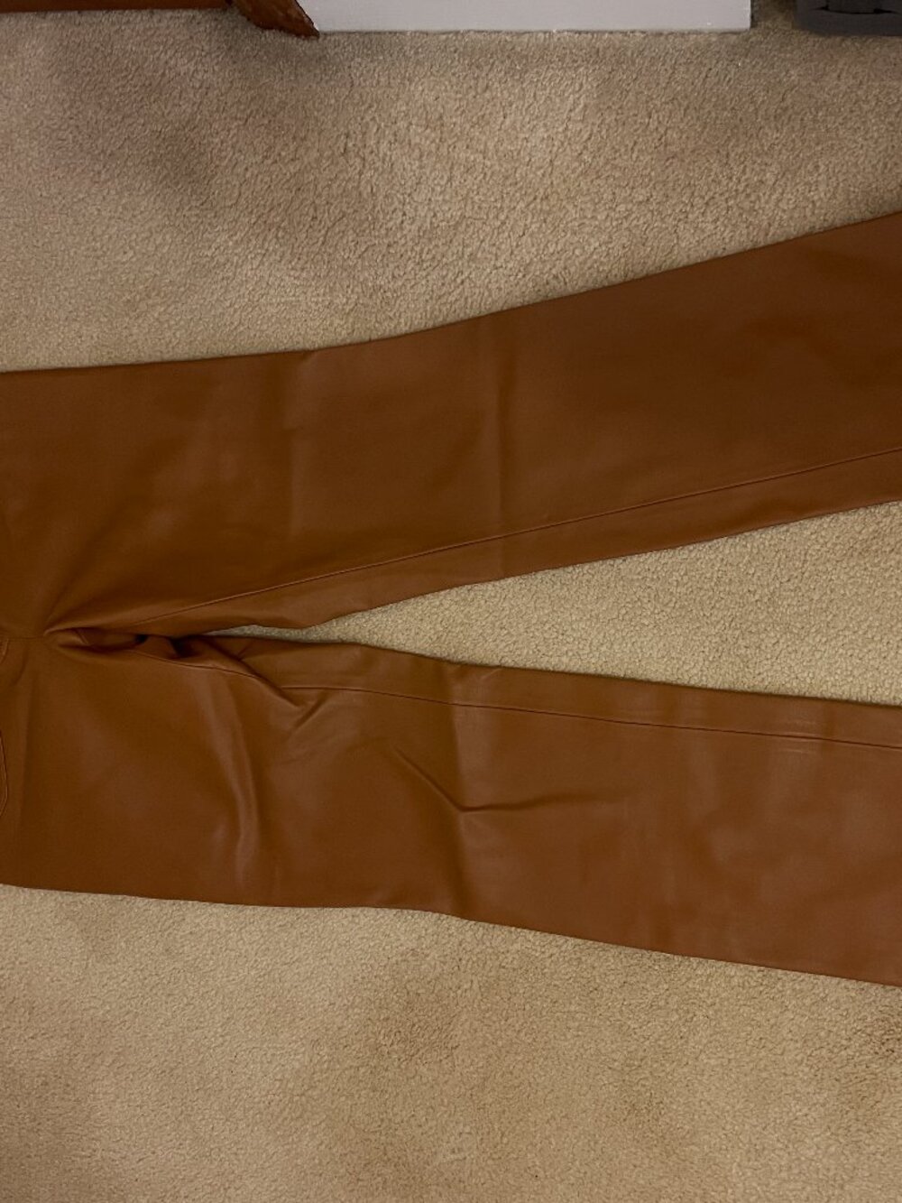 young fashion leather brown pants womens size s